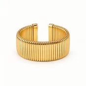 Flat Open Ribbed Cuff - Gold