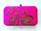 Pink Embroidered Clutch  — SANDHYA RAJ