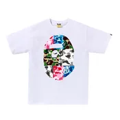 A BATHING APE ABC CAMO CRAZY BIG APE HEAD TEE - WHITE
