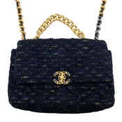 Chanel 19 Large Blue/Black Tweed