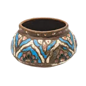 Antique 19th Century Islamic Enameled Copper Bowl
