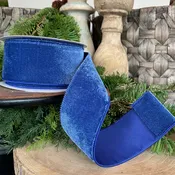 2.5” x 10 YDS Blue Velvet Wired Ribbon