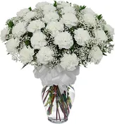 2 Dozen White Carnation Vase