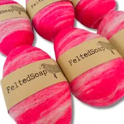 Felted Soap – Single Blend HOT PINK & WHITE