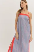 all american summer striped midi dress - chambray