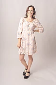 1970’s Cream Floral Cotton Mini Prairie Dress