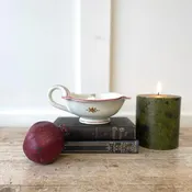 Vintage Italian Candle Holder Hand Painted Florals