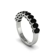 10 Stone Black Diamond Oval Cut Wedding Band Ring - Harriet No. 9