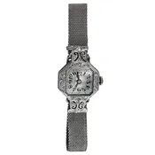 Belais Art Deco Diamond Wristwatch, 18K White Gold & Sterling Silver