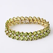 American 18kt Gold, Peridot &amp;amp; Diamond Julius Cohen Bracelet