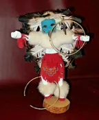 Hoop Dancer Native American Navajo Wood Feather Fur Leather Kachina Doll - As-Is