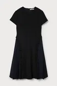 ACETATE‑SILK BUTTONED PANEL MIDI DRESS