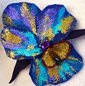 Blue Iris, Hand painted, Felted flower,Corsage, Brooch  — OMEFOREVER women’s fashion accessories