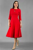 Casares 3/4 Sleeve Swing Dress - Scarlet Red