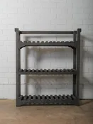 Charcoal Wooden Slatted Shelf with Open Framework
