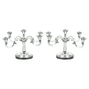 19th Century Tableware Sterling Silver Five Arm Candelabra / Wood Base — LA MAISON SUPREME