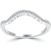 0.25 Carat Custom Curve Matching Diamond Wedding Band Ring 18k White Gold