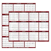 2026 SwiftGlimpse Yearly Reversible Erasable Wall Calendar, 24" x 36", White/Maroon, January To December