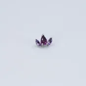 Alana - Light Amethyst x2, Rhodolyte Pear - 14k White Gold - 18g/16g - 6.5x5mm - Threaded - End - BV — MODERN RITUAL