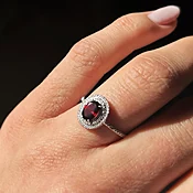 10K White Gold Diamond Desdemona Garnet Ring