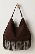 Finn Fringe Suede Shoulder Bag | Expresso