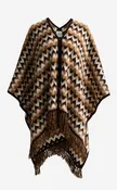 Cape In Chevron Wool Blend Knit