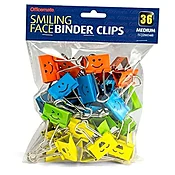 Binder Clips Medium Smiley Face 36 ct.