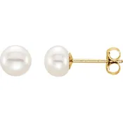14K Yellow Gold Freshwater Pearl Stud Earrings