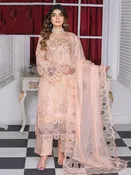 Blush Peach Organza Hand Embroidered