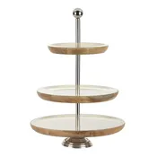 3 tier wood/white enamel stand