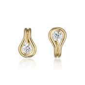 Comet Huggie Hoop Earrings in 18K Yellow Gold & Diamond