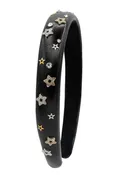 Bari Lynn Crystallized Metallic Star Charm Headband - Black