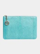 Amsterdam Italian Python Leather Handbag Turquoise