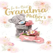 Bear With Pink Wheelbarrow Grandma Photo Finish Mother\’s Day Card