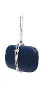Satin Oval Box Handbag with Rhinestone Hand Strap