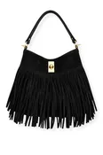 Jaylynn Black Fringe Bucket Bag
