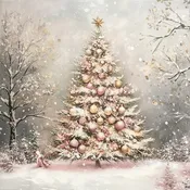 10" x 10" Blush & Champagne Christmas Scene Sign TTE-134