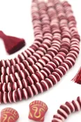 10mm Burgundy with White Stripe Bone Heishi Spacer Beads, 60 beads