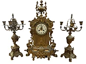 Antique Art Nouveau Mantle Clock and Candelabras - Garniture Set