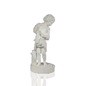 American School  Classical Marble Sculpture"Young  Boy  with Fish" circa 1850