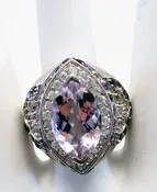 Silver Amethyst CZ with White and Amethyst CZ Accents Cocktail Ring — Sir Richards Antiques & Fine Art Center ~ Est. 1971