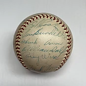 1959 Milwaukee Braves Baseball, signed by Hank Aaron, Warren Spahn and Eddie Mathews — The Bullpen Sports Collectibles