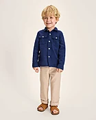 Boys Linen-Blend Roll Cuff Chino Pants - Linen Edit - Blue