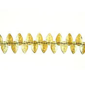 10 mm by 6 mm top-drilled gold-green vintage glass leaves