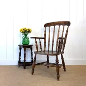 A 19th Century Spindle Back English Country Elm & Ash Armchair Windsor