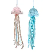 12" Glass Jellyfish Ornament, 2 Assorted