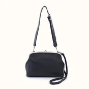 Alba Frame Large Shoulder Bag In Pebbled Leather - Black