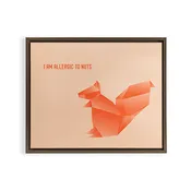 Allergic to Nuts - Origami Orange Squirrel Framed Canvas Print
