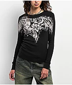 Affliction Winged Up Black Thermal Long Sleeve T-Shirt