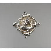 Antique or Vintage Art Nouveau Woman's Head Pin Pendant - Sterling Silver Brooch - Alphonse Mucha Style